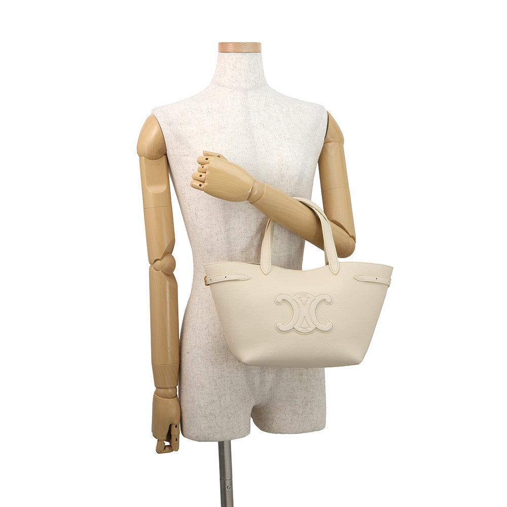 CELINE Cabas Anais Cuil Triomphe Cream121743ENY.01CR Calf Leather Size Mini