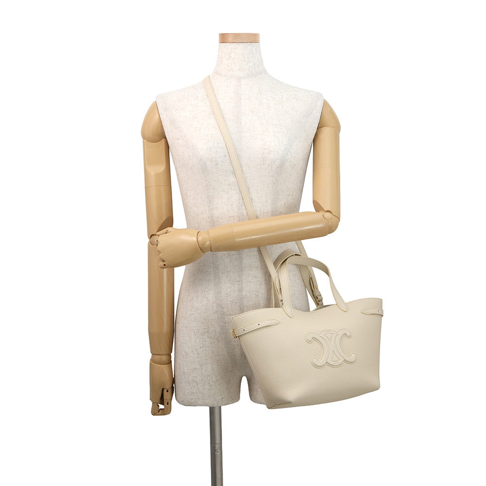 CELINE Cabas Anais Cuil Triomphe Cream121743ENY.01CR Calf Leather Size Mini