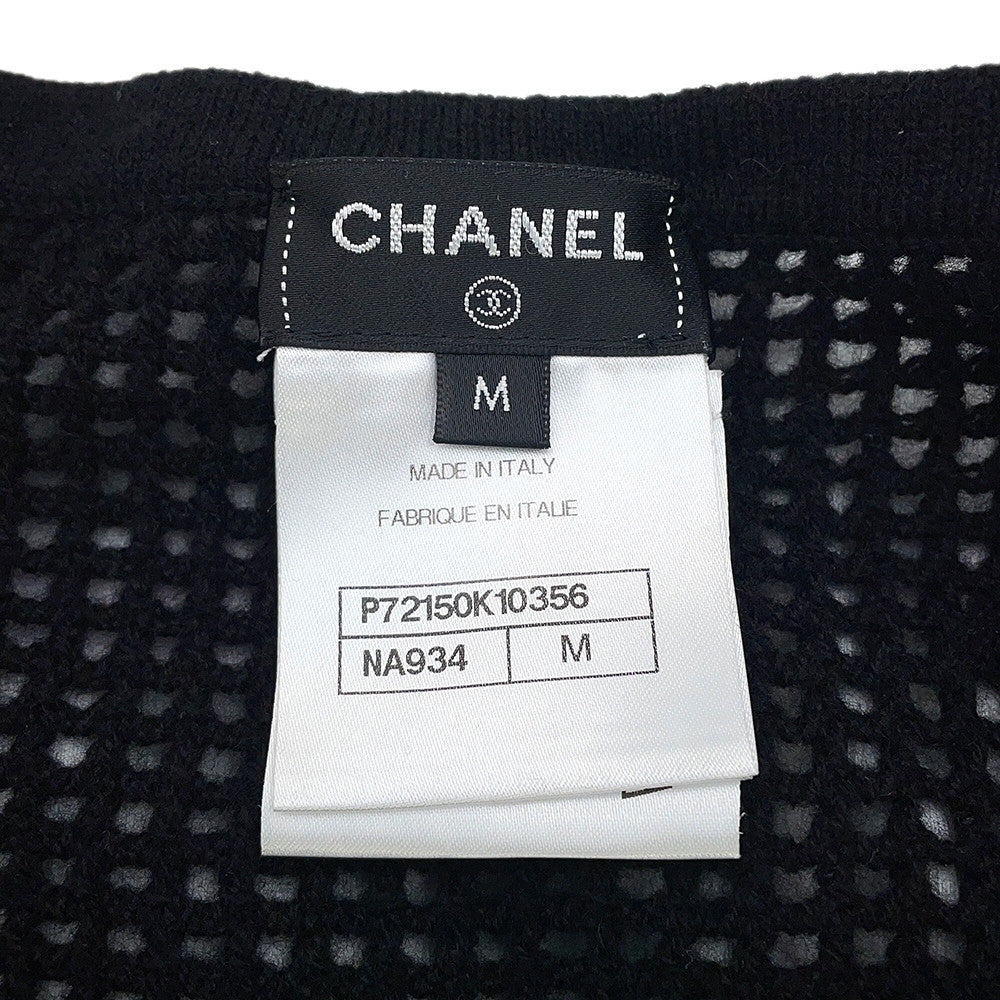 CHANEL Camisole T-shirt Size M Black/WhiteP72150-K10356-NA934 Cotton100% Cashmere100% Rhinestone