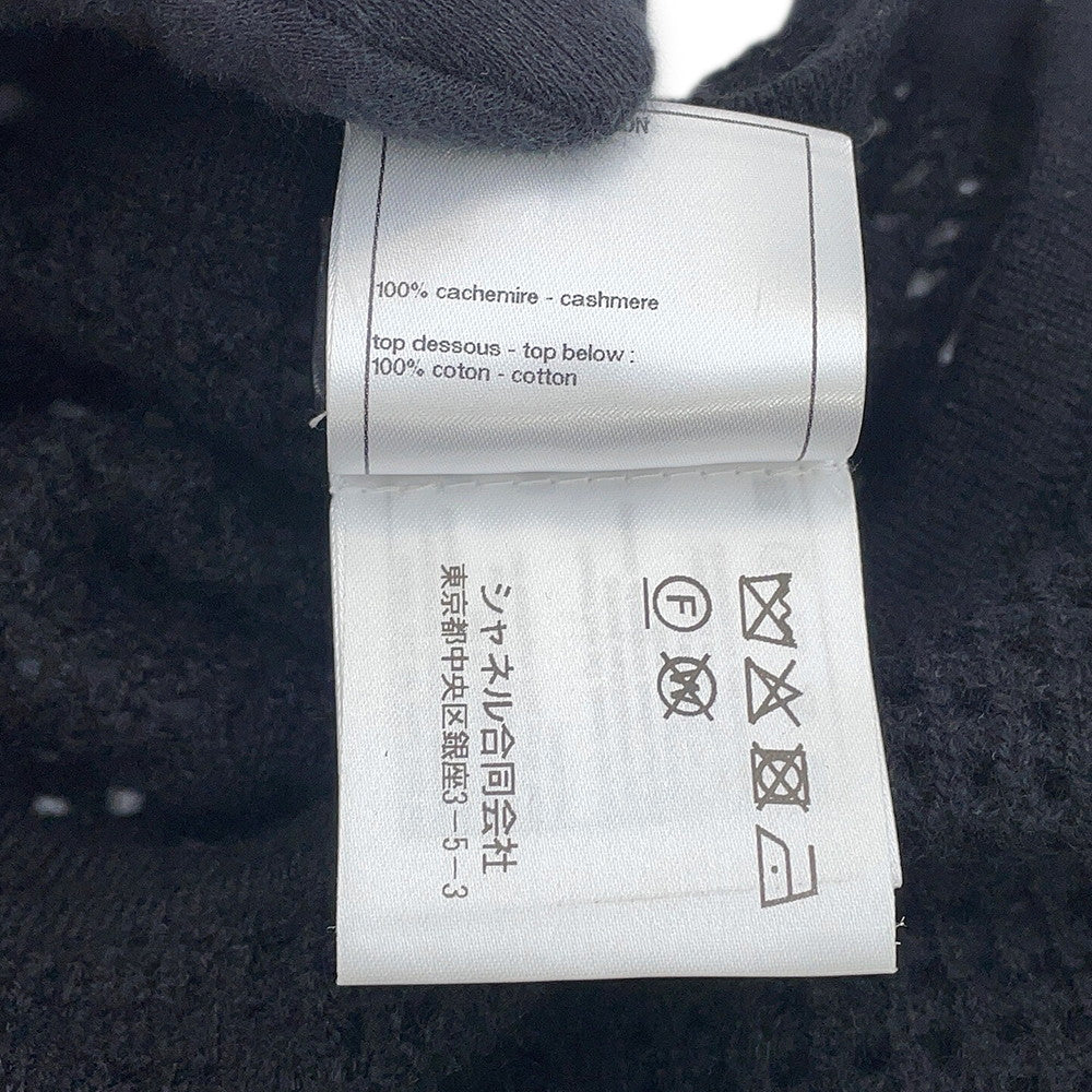 CHANEL Camisole T-shirt Size M Black/WhiteP72150-K10356-NA934 Cotton100% Cashmere100% Rhinestone