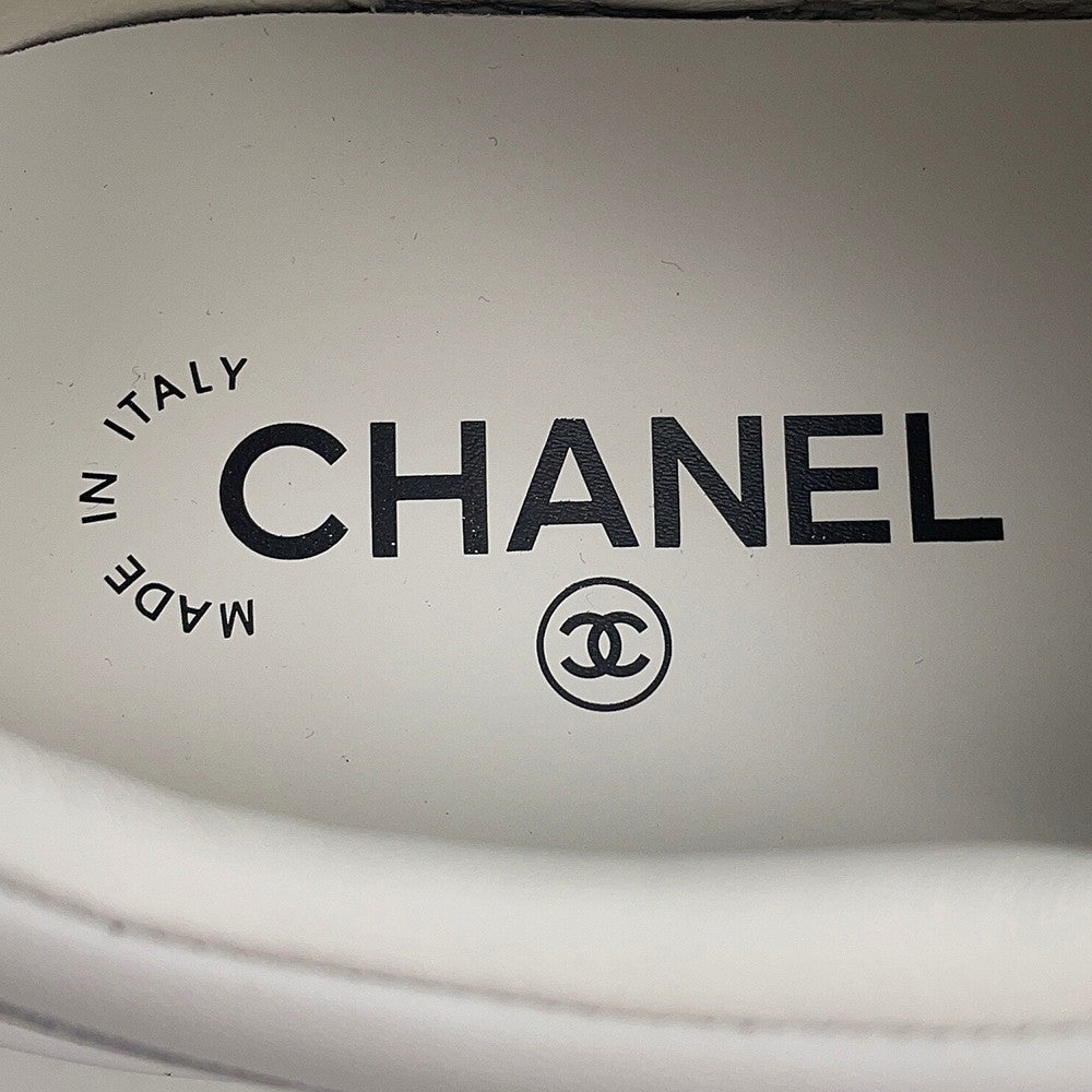 CHANEL CC Logo Leather Sneakers WhiteG39978 Leather Size 38