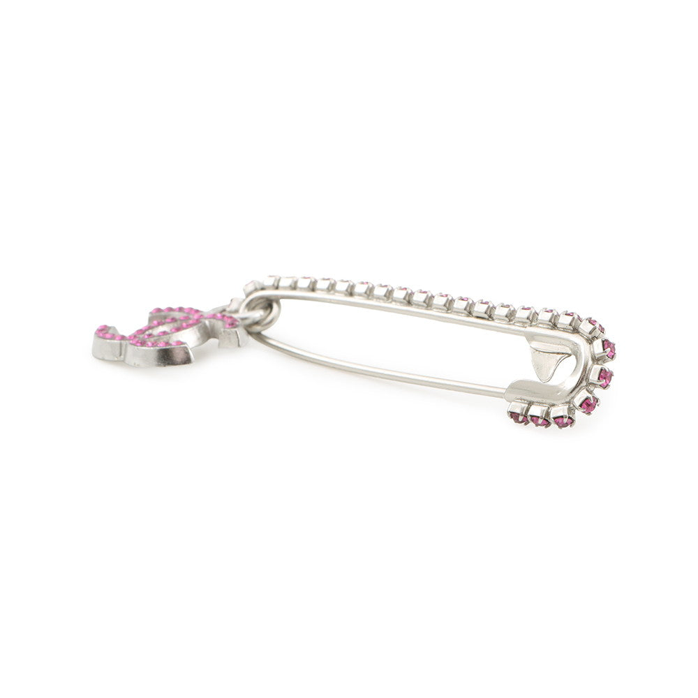CHANEL CC Logo Rhinestone Brooch Pink/Silver Gold Plated Rhinestone