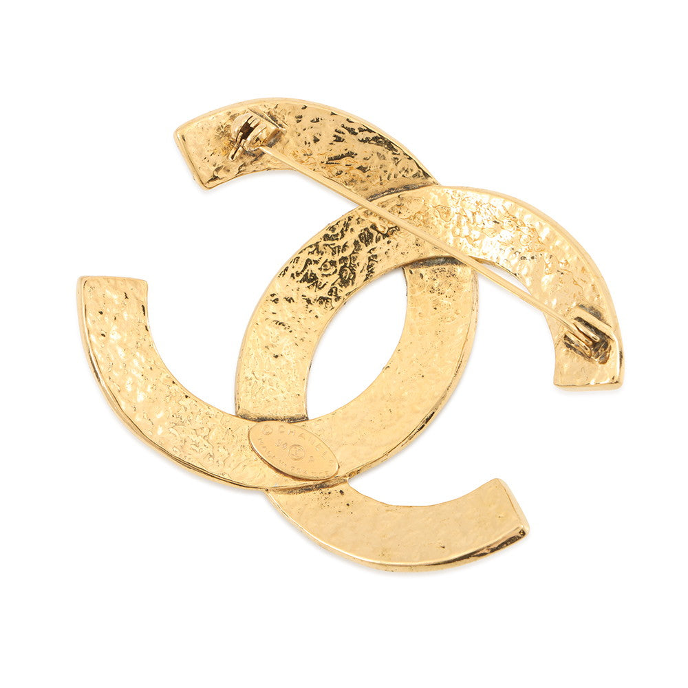 CHANEL CC Logo Brooch Gold Gold Plated