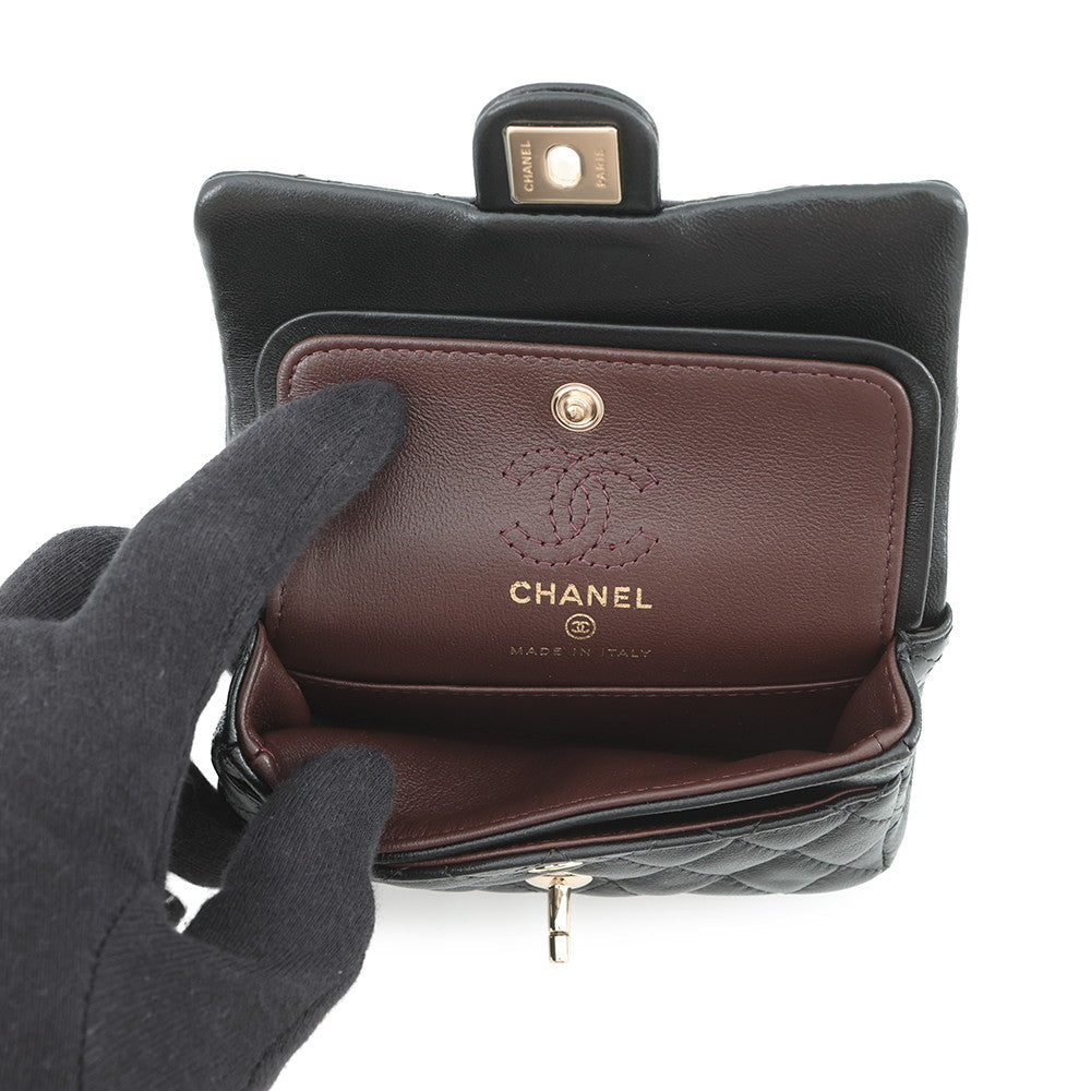 CHANEL Matelasse Classic Mini Bag Charm BlackAP4760 Lambskin Faux Pearl Rhinestone