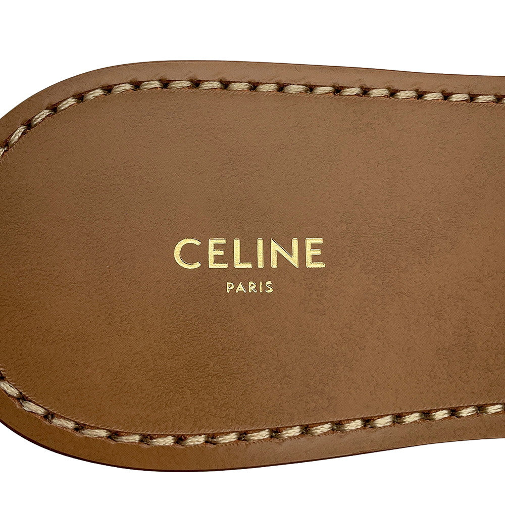 CELINE Triomphe Mule Sandals Bordeaux/Brown Leather Size 38