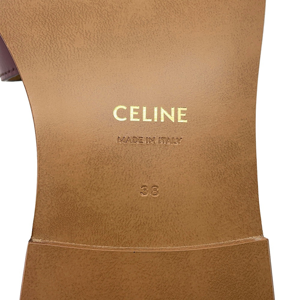 CELINE Triomphe Mule Sandals Bordeaux/Brown Leather Size 38