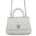 CHANEL Coco Handle 2WAYHandbag SilverAS2215 Caviar Leather Size XXS