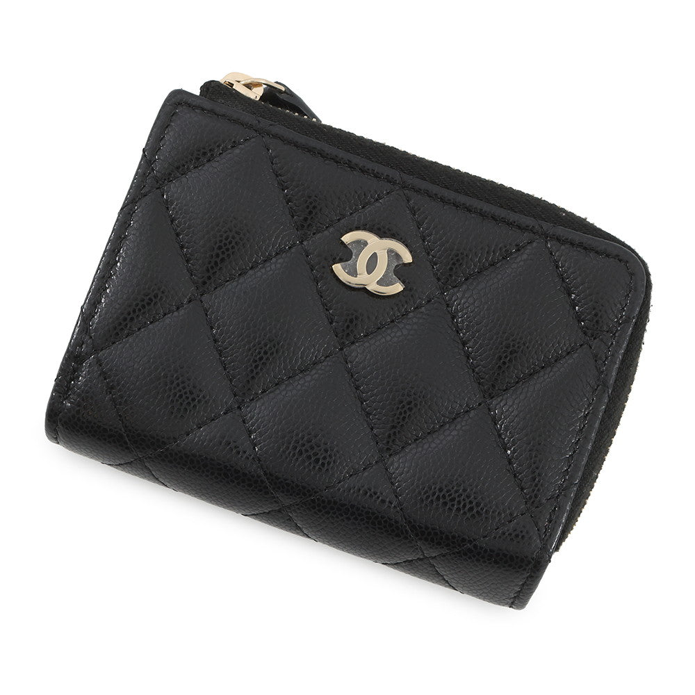 CHANEL Classic Small Flap Zip Wallet BlackAP3177 Caviar Leather