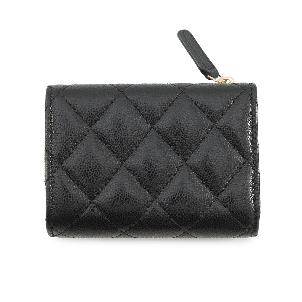 CHANEL Classic Small Flap Zip Wallet BlackAP3177 Caviar Leather