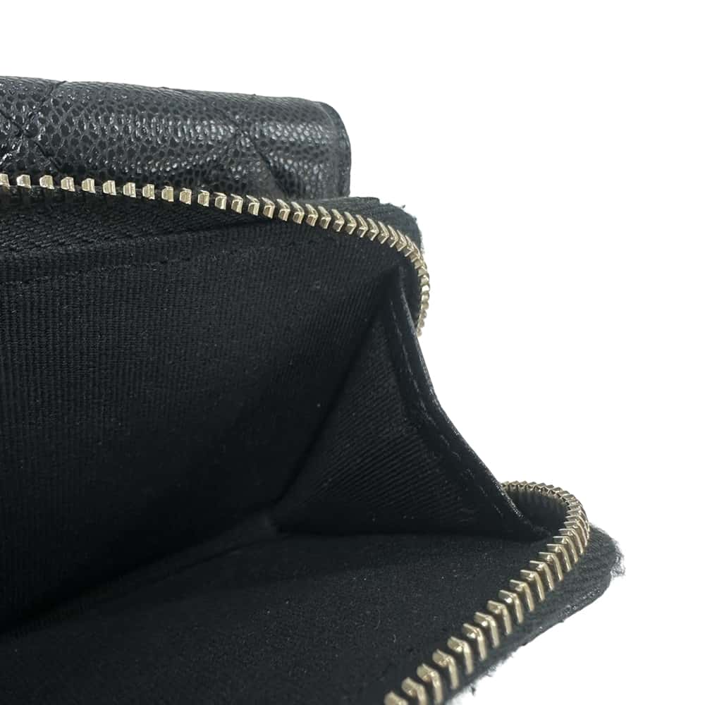 CHANEL Classic Small Flap Zip Wallet BlackAP3177 Caviar Leather
