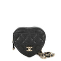 CHANEL Matelasse Heart Chain Shoulder Bag BlackAP2787 Lambskin