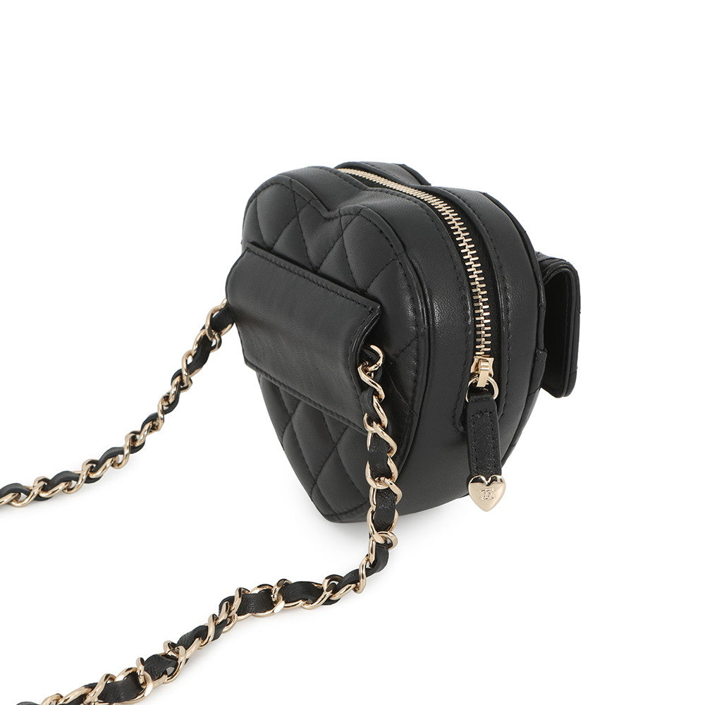 CHANEL Matelasse Heart Chain Shoulder Bag BlackAP2787 Lambskin