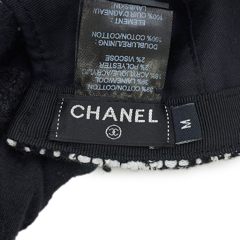 CHANEL CC Logo Tweed Cap Size M Black/WhiteAA7108 Cotton39% Wool39% Acryl18% Polyester2% Viscose2%
