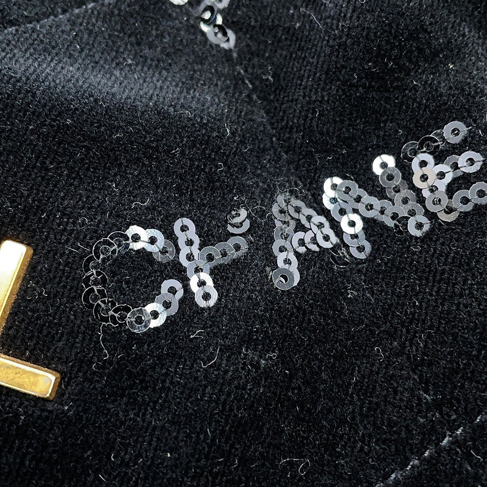 CHANEL CHANEL 22 Sequins Shoulder Bag BlackAS3260 Velour Size Small