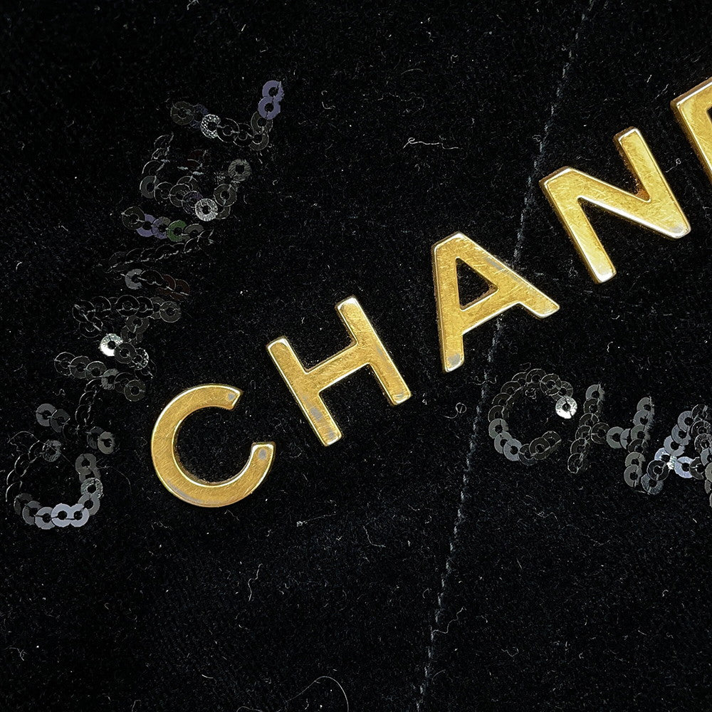 CHANEL CHANEL 22 Sequins Shoulder Bag BlackAS3260 Velour Size Small