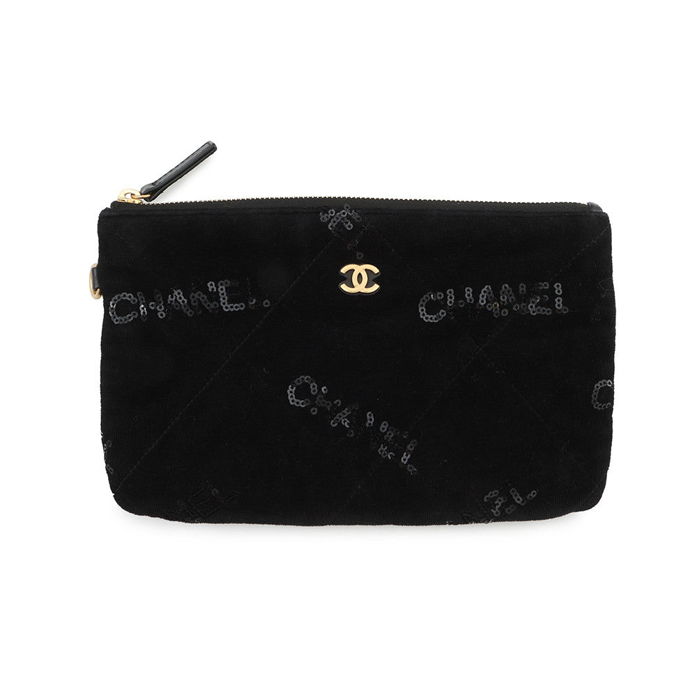 CHANEL CHANEL 22 Sequins Shoulder Bag BlackAS3260 Velour Size Small