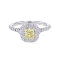 TIFFANY&Co. Soleste Cushion Cut Yellow Diamond Ring Size Approximately No. 9 Pt950 K18YG