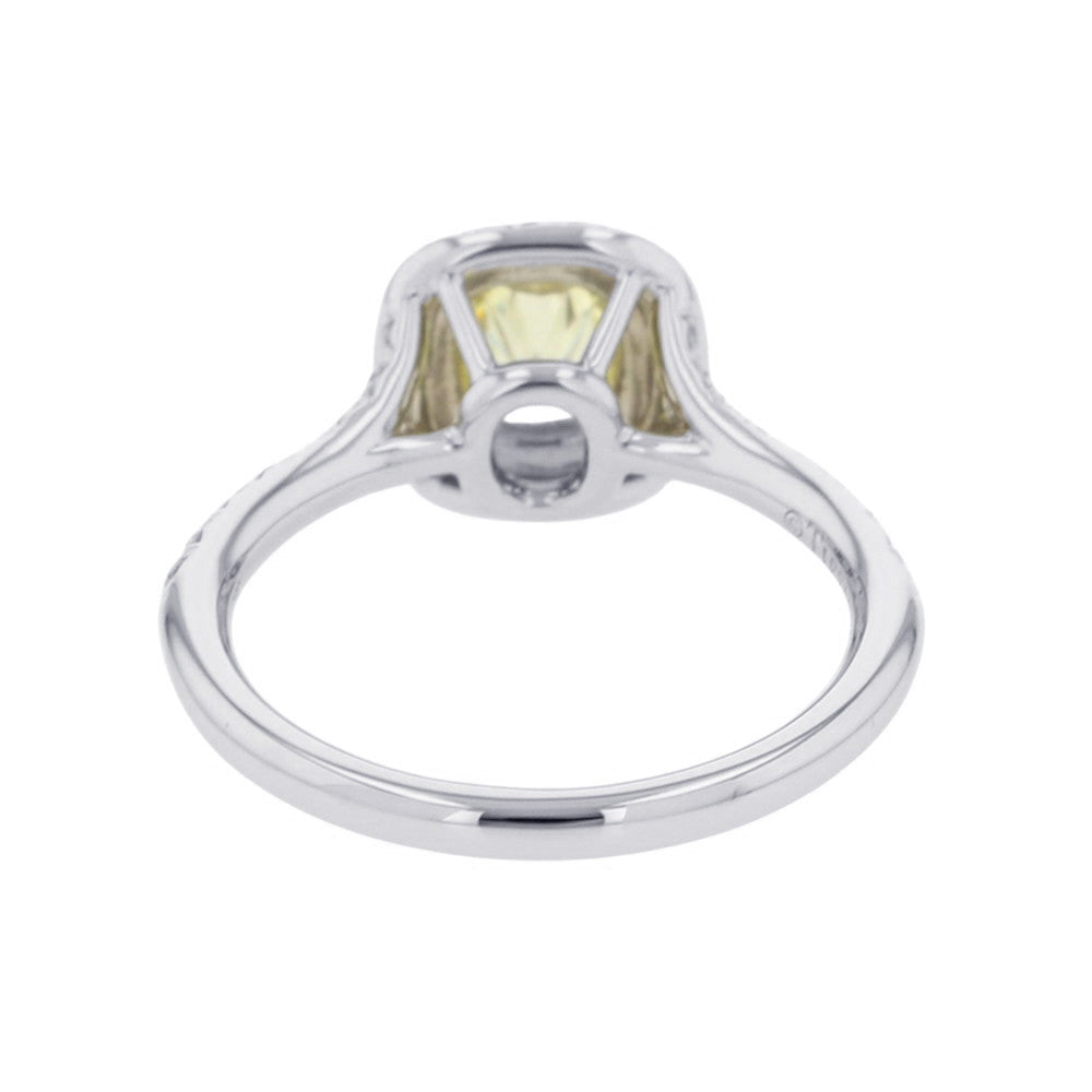 TIFFANY&Co. Soleste Cushion Cut Yellow Diamond Ring Size Approximately No. 9 Pt950 K18YG