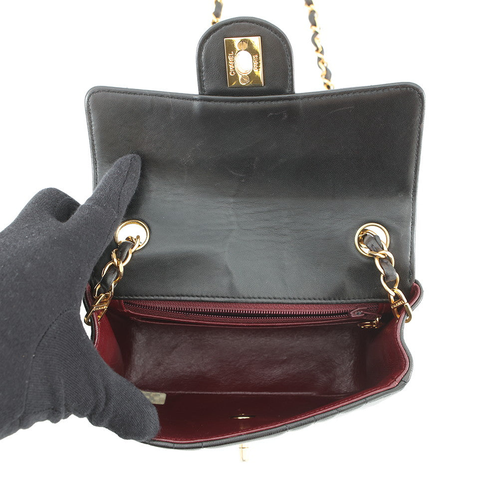 CHANEL Mademoiselle ChainShoulder Black Lambskin Size Mini