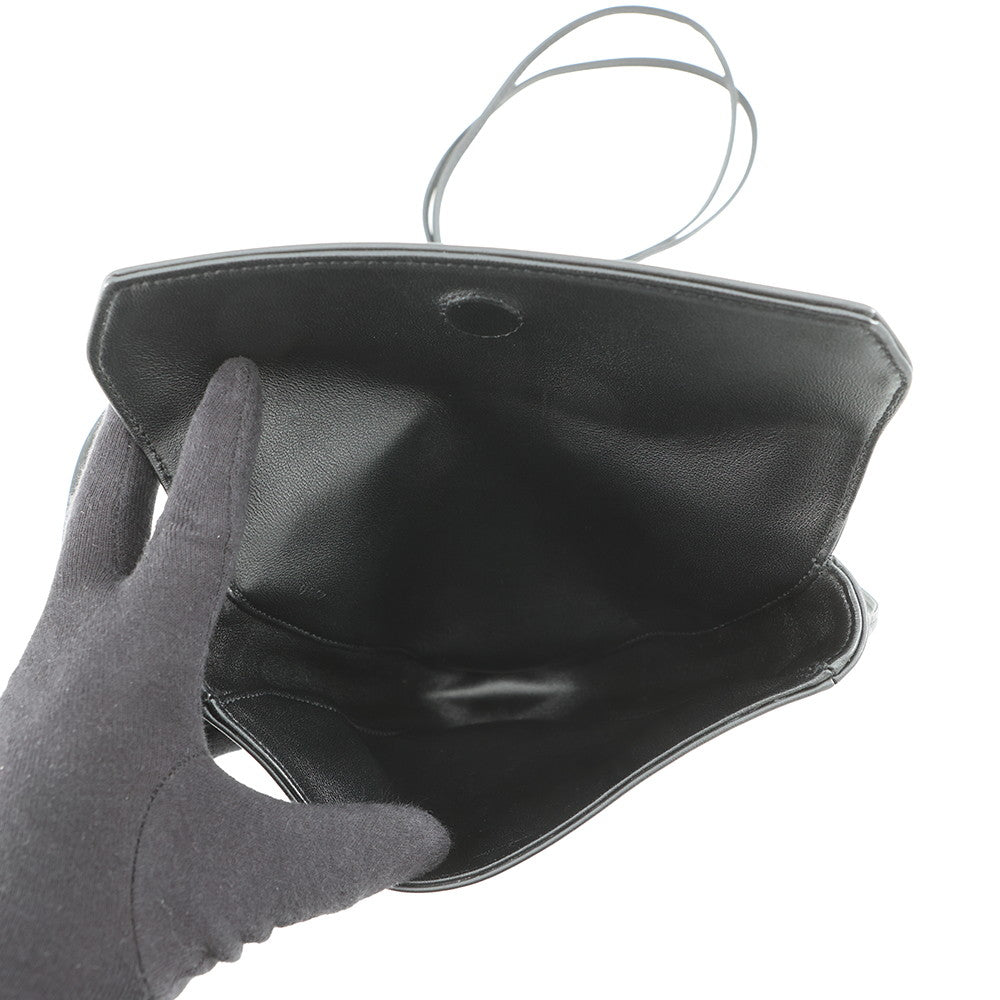 CELINE Shoulder Bag Triangle Black/White19590 Leather Size Mini