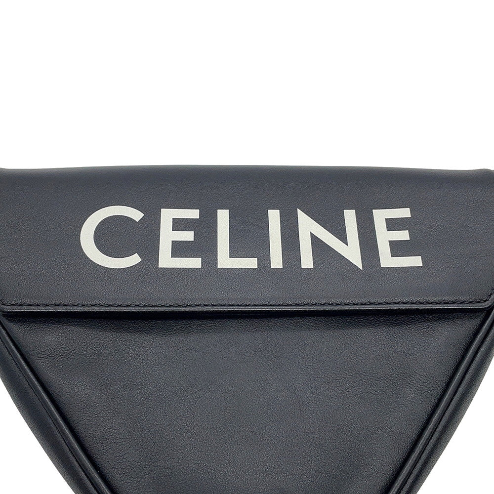 CELINE Shoulder Bag Triangle Black/White19590 Leather Size Mini