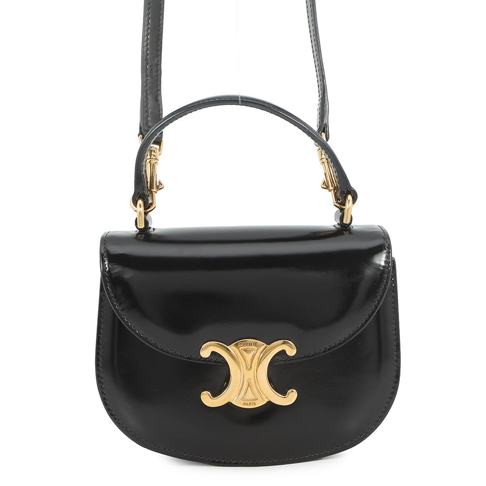 CELINE Triomphe Mini Buzzas Claire 2WAY Bag Black10L063GCJ.38NO Calf Leather