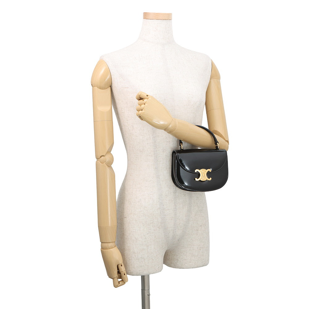 CELINE Triomphe Mini Buzzas Claire 2WAY Bag Black10L063GCJ.38NO Calf Leather