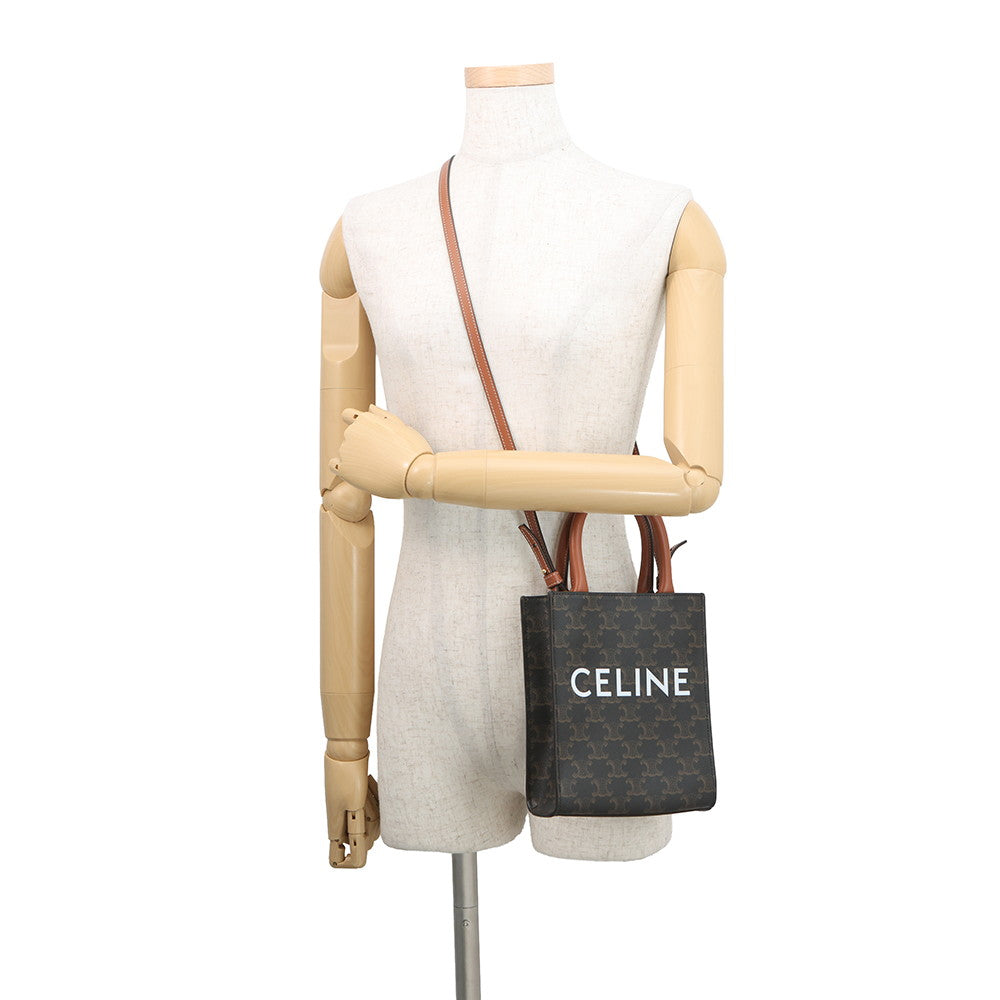 CELINE Triomphe Canvas Mini Vertical Canvas 2WAY Bag Tan194372 PVC Leather Size Mini