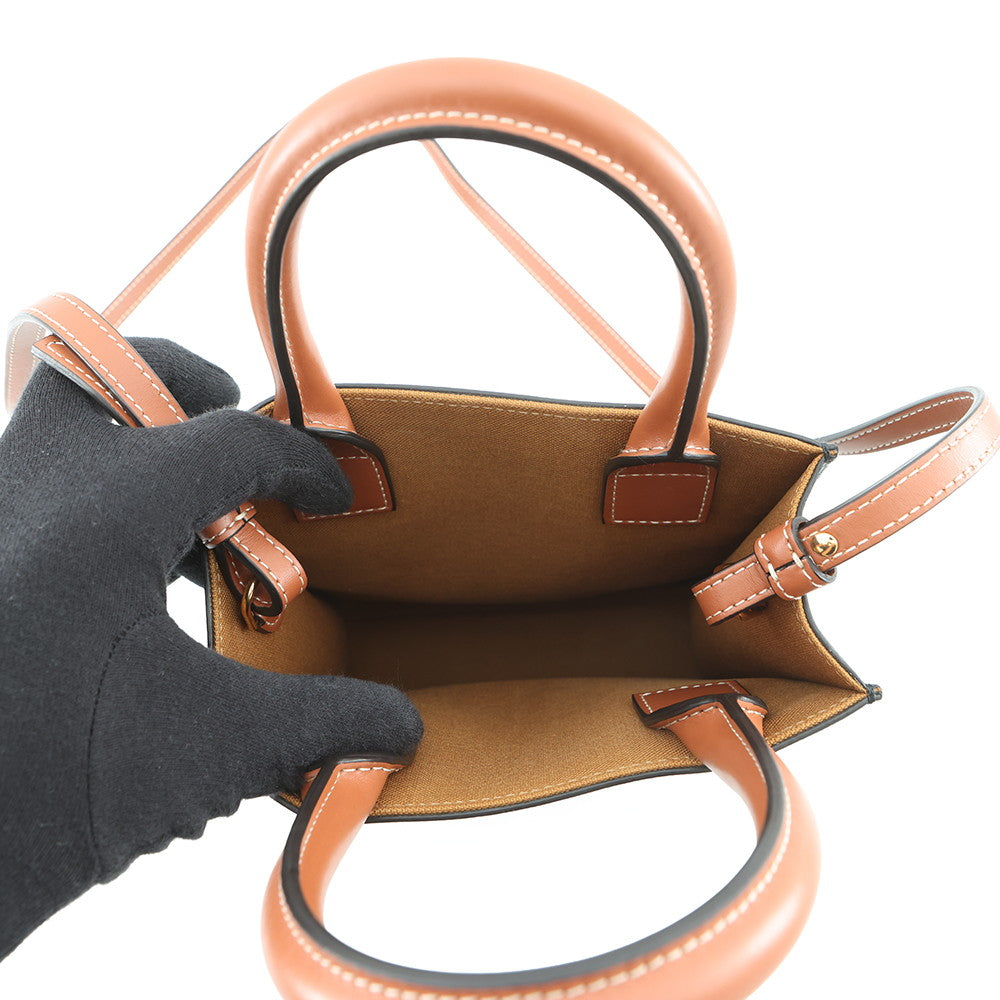 CELINE Triomphe Canvas Mini Vertical Canvas 2WAY Bag Tan194372 PVC Leather Size Mini