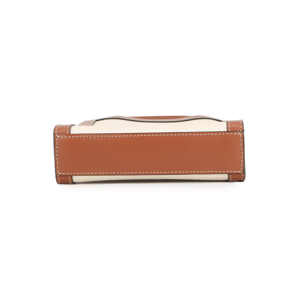 CELINE Mini Vertical Cover 2-Way Bag Ivory/Brown193302DCI.02NT Canvas Leather Size Mini
