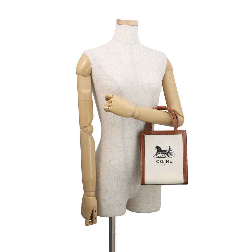 CELINE Mini Vertical Cover 2-Way Bag Ivory/Brown193302DCI.02NT Canvas Leather Size Mini