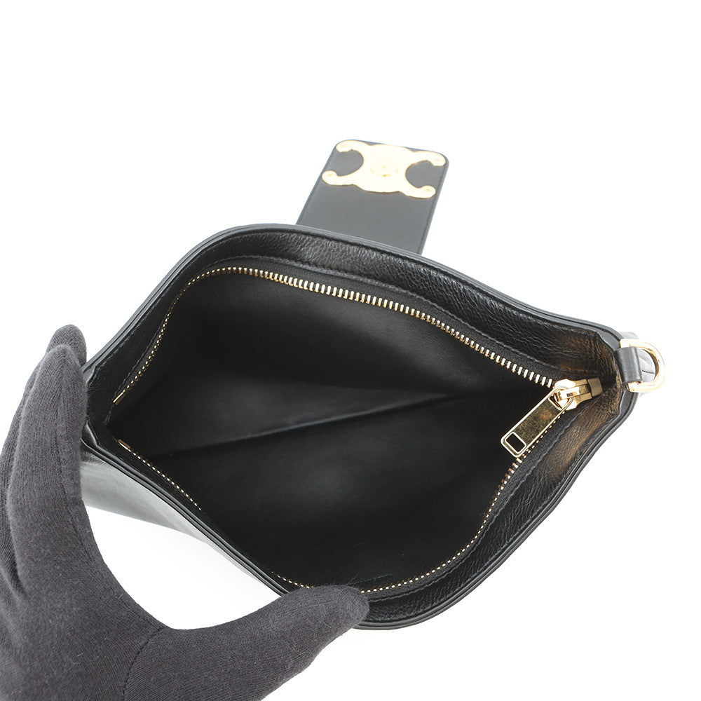 CELINE Willturn Clutch 2-way Bag Black113673FEO.38NO Leather