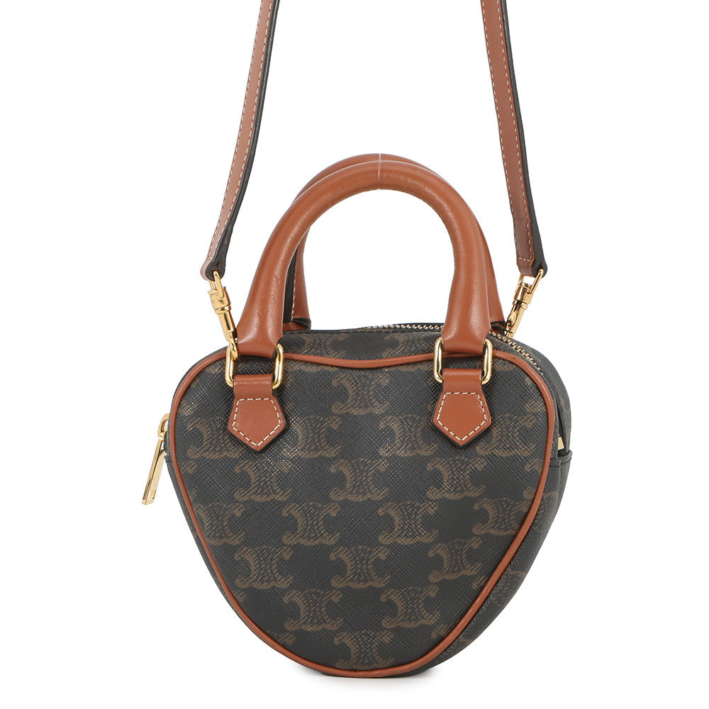 CELINE Triomphe Heart 2-way Bag Tan198222 PVC Leather