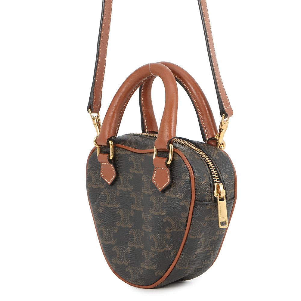 CELINE Triomphe Heart 2-way Bag Tan198222 PVC Leather