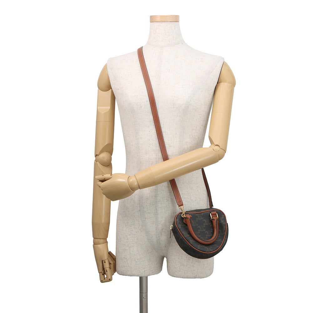 CELINE Triomphe Heart 2-way Bag Tan198222 PVC Leather