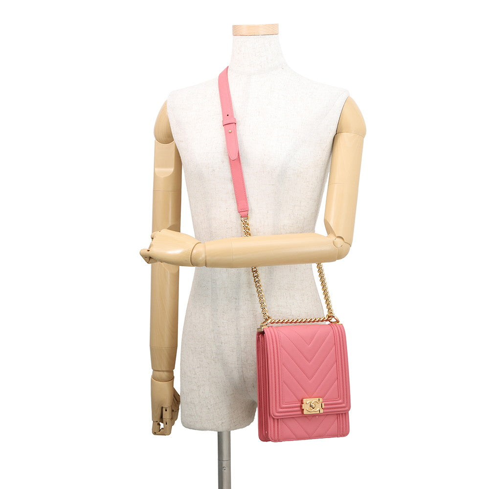 CHANEL Boy Chanel ChainShoulder PinkAS0130 Leather