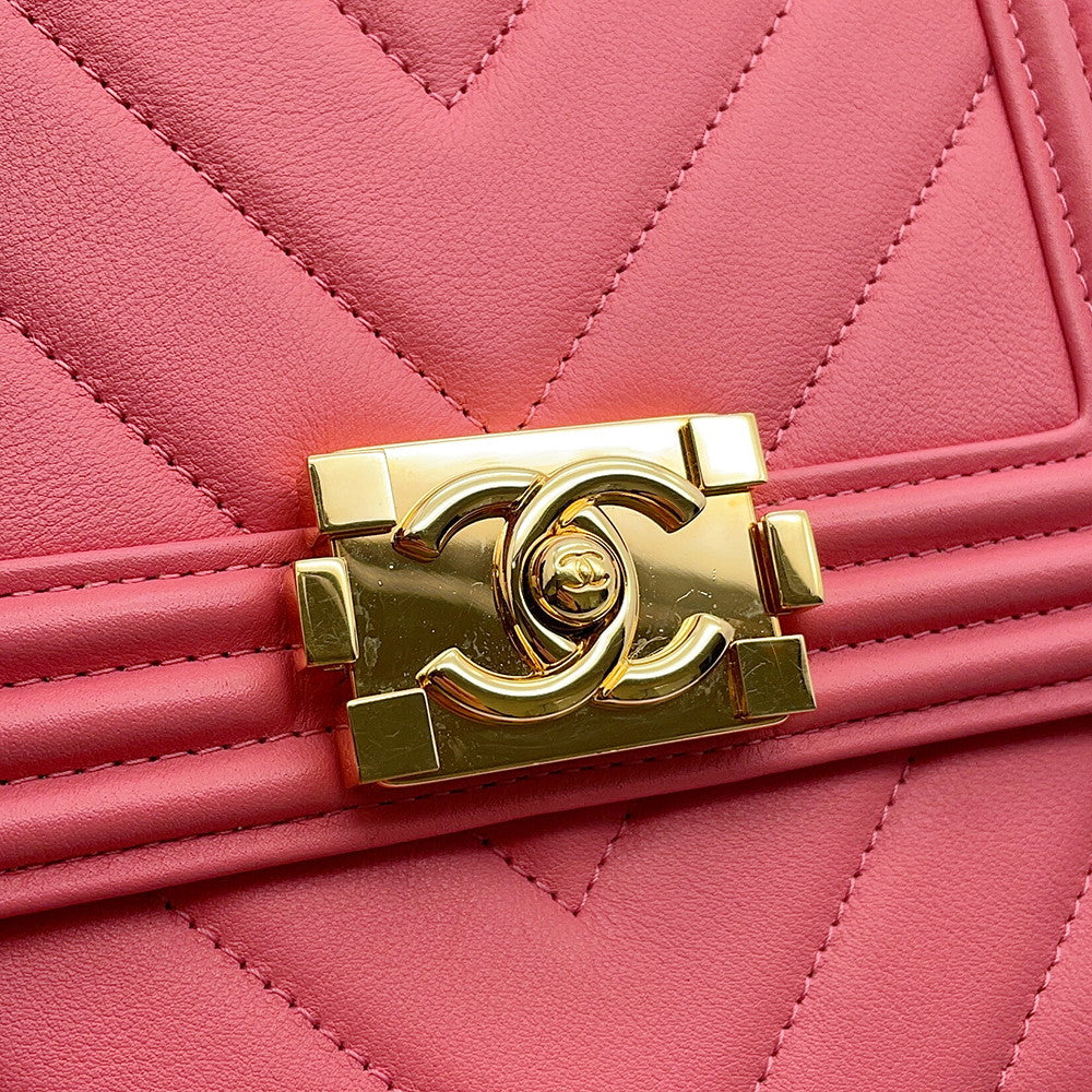 CHANEL Boy Chanel ChainShoulder PinkAS0130 Leather