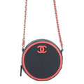 CHANEL Matelasse Round Chain Shoulder Bag Navy/PinkAP0060 Lambskin