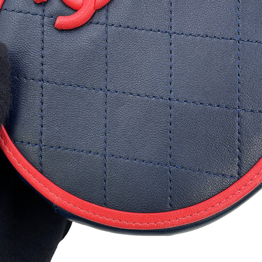 CHANEL Matelasse Round Chain Shoulder Bag Navy/PinkAP0060 Lambskin