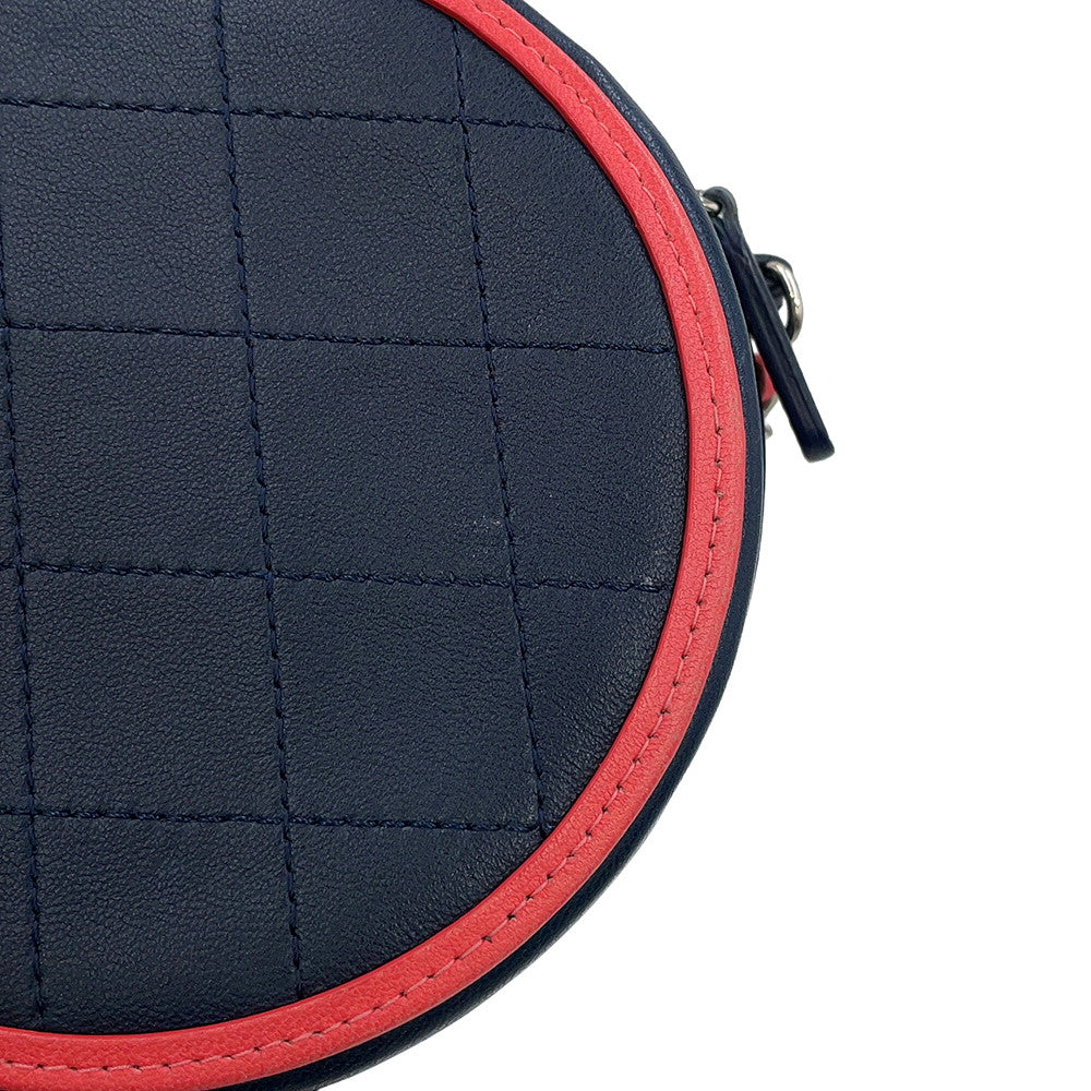 CHANEL Matelasse Round Chain Shoulder Bag Navy/PinkAP0060 Lambskin