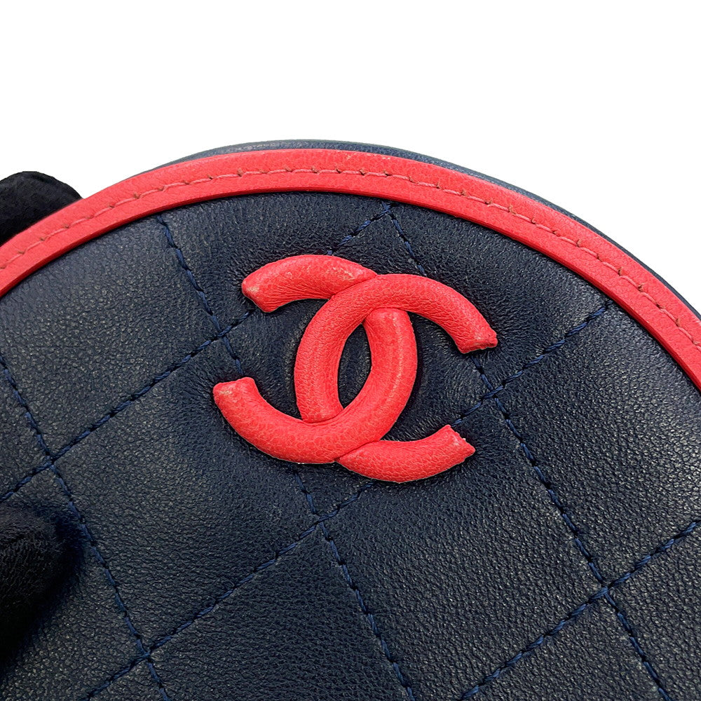 CHANEL Matelasse Round Chain Shoulder Bag Navy/PinkAP0060 Lambskin