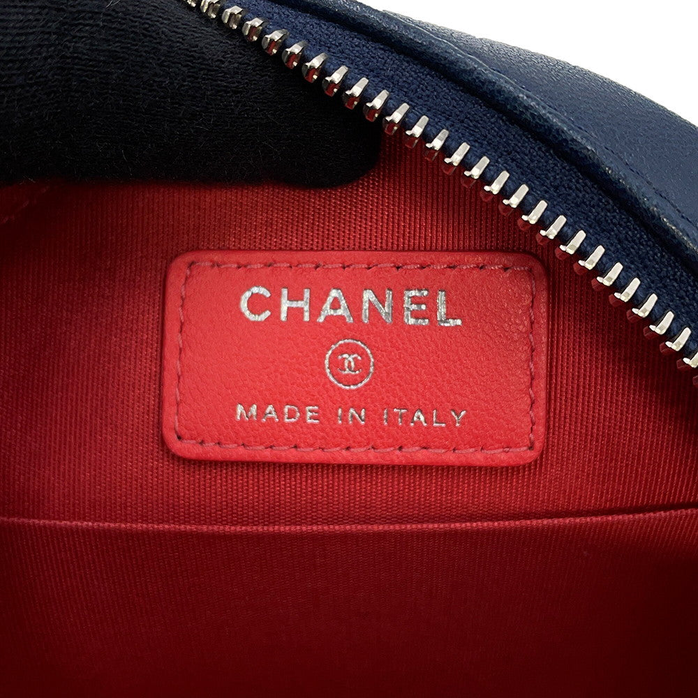 CHANEL Matelasse Round Chain Shoulder Bag Navy/PinkAP0060 Lambskin