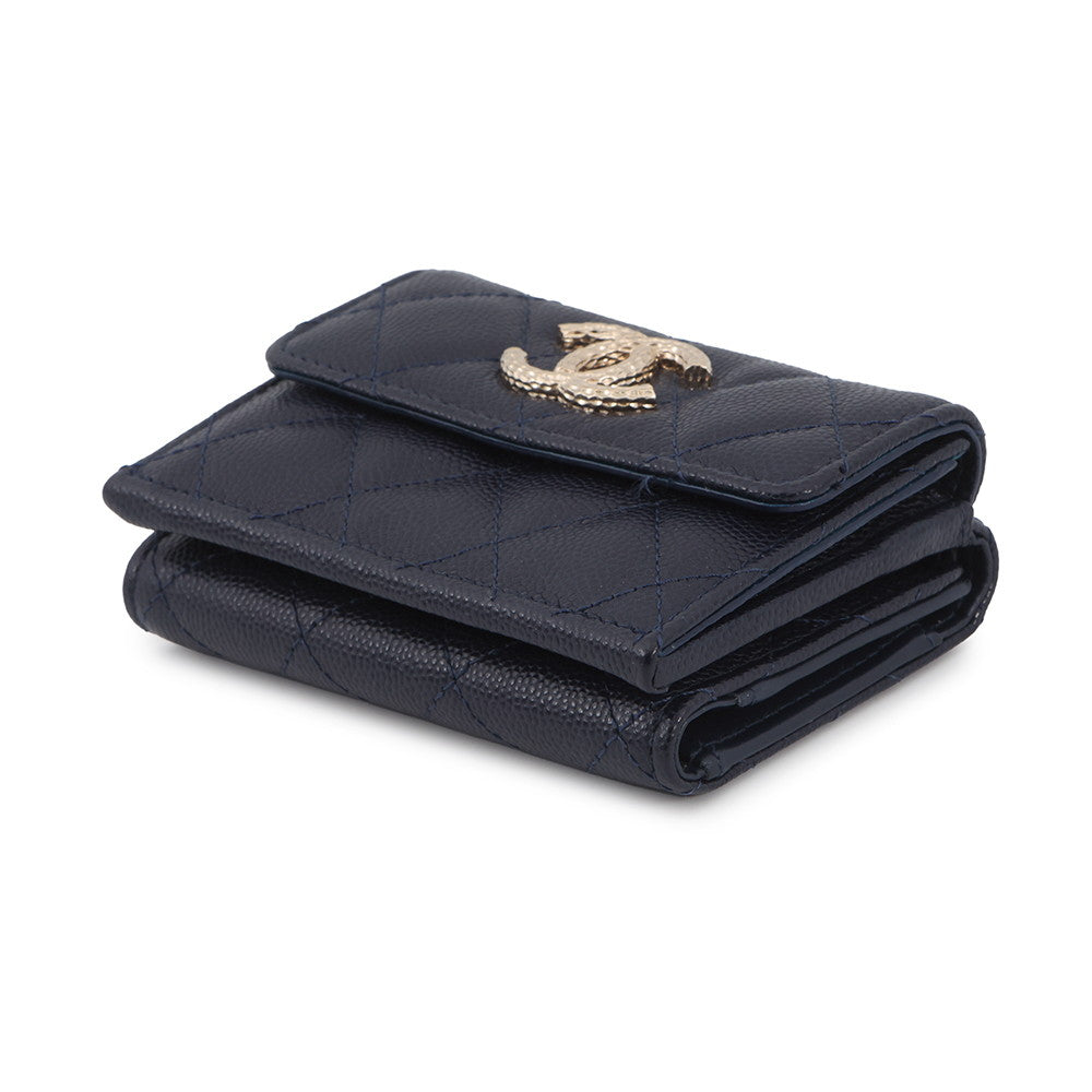 CHANEL Matelasse CC Logo Small Flap NavyAP4319 Caviar Leather