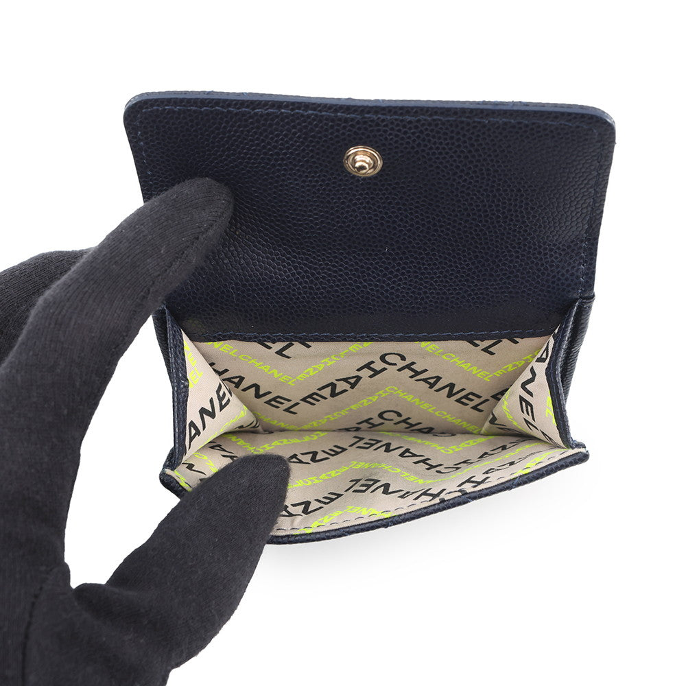 CHANEL Matelasse CC Logo Small Flap NavyAP4319 Caviar Leather
