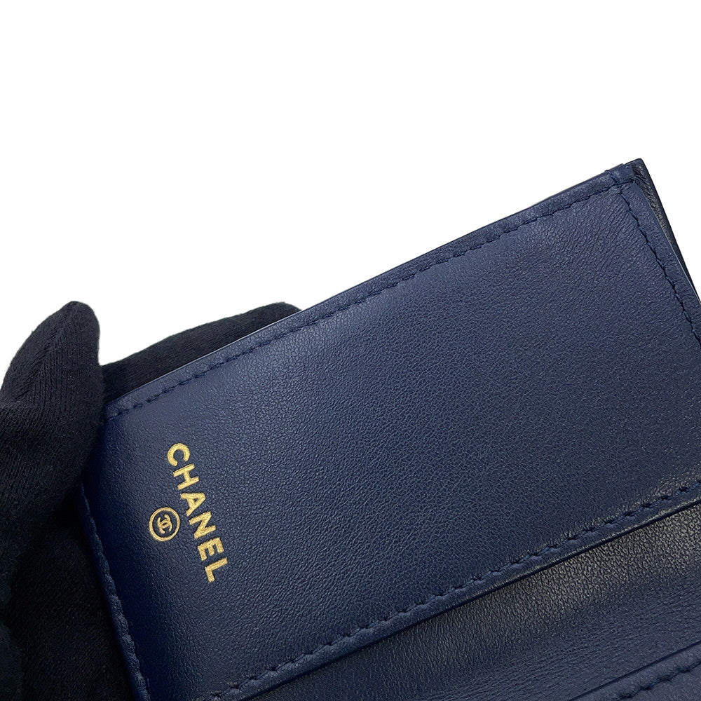 CHANEL Matelasse CC Logo Small Flap NavyAP4319 Caviar Leather