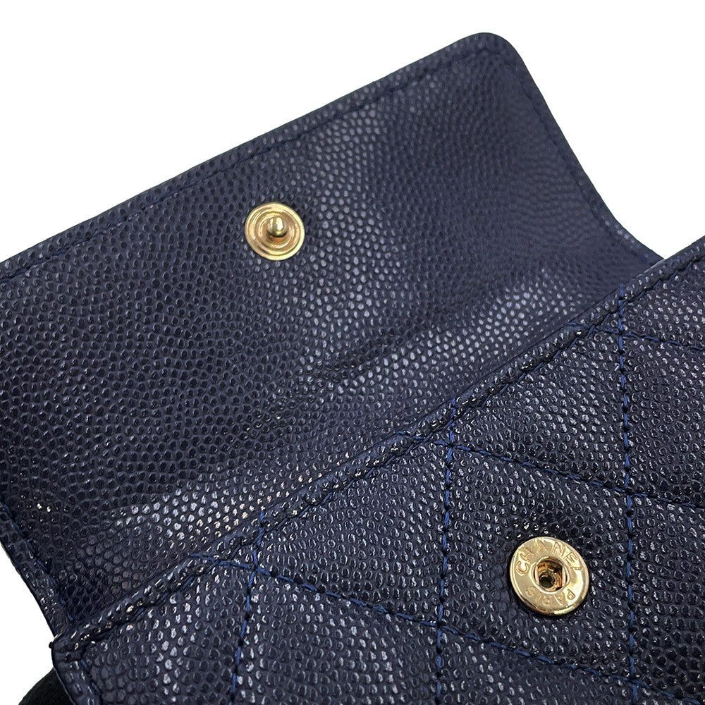 CHANEL Matelasse CC Logo Small Flap NavyAP4319 Caviar Leather