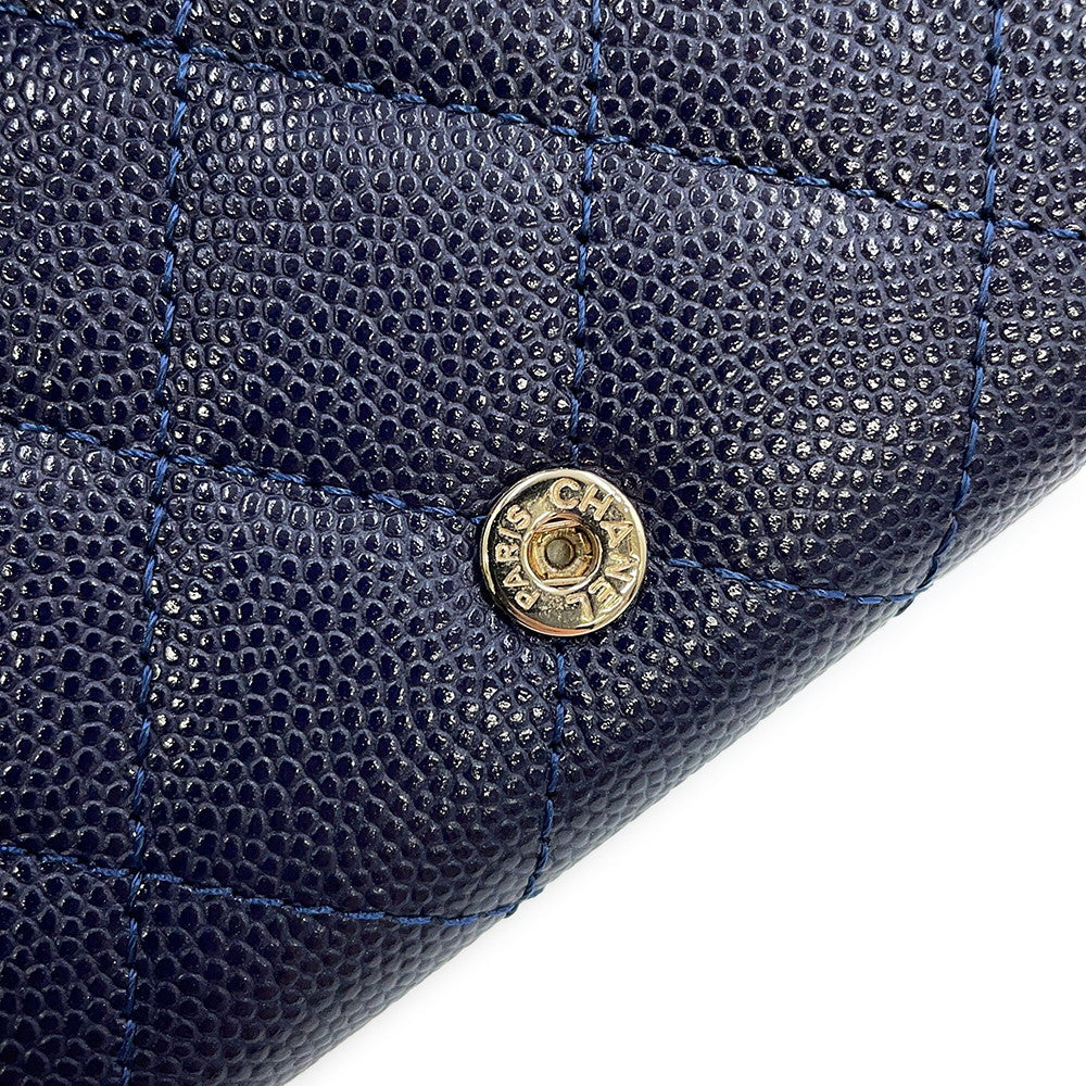 CHANEL Matelasse CC Logo Small Flap NavyAP4319 Caviar Leather