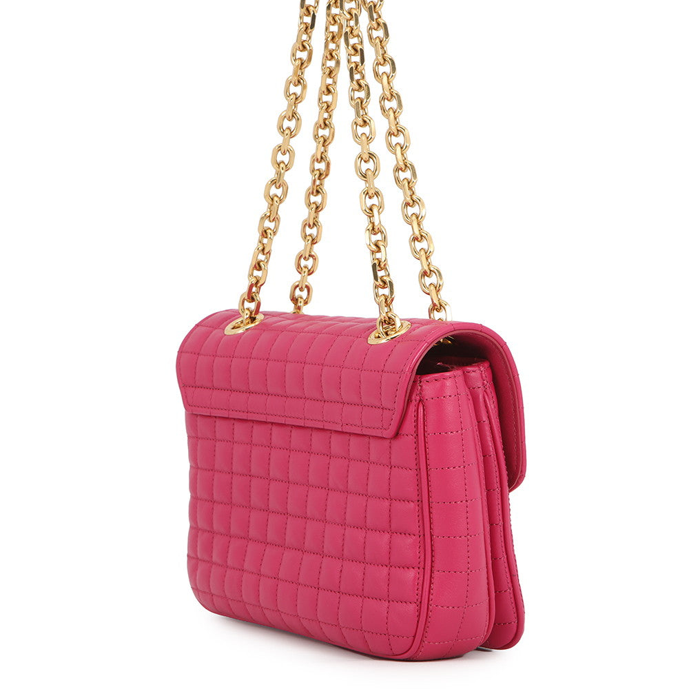 CELINE C Chain Shoulder Bag Pink188403 Leather Size Small