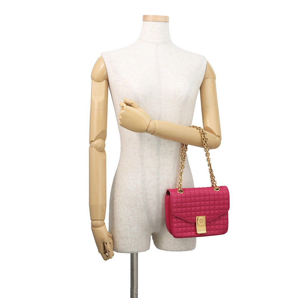CELINE C Chain Shoulder Bag Pink188403 Leather Size Small