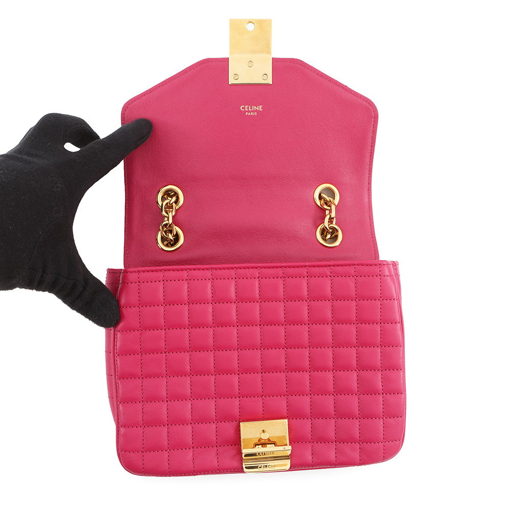 CELINE C Chain Shoulder Bag Pink188403 Leather Size Small